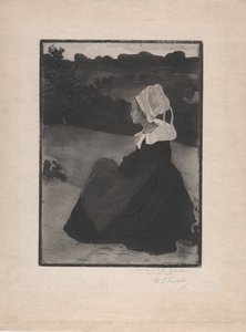 Bretonne assise (Sittande Bretonsk kvinna) c.1893 (etsning och akvatint med mjuk grund)