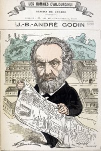 Jean Baptiste André Godin (1817-1888), industrigrundare av familjen. Teckning av Demare i "The men of today"".