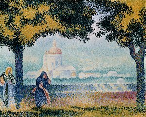 Kyrkan Santa Maria degli Angeli nära Assisi, 1909. av Henri Edmond Cross