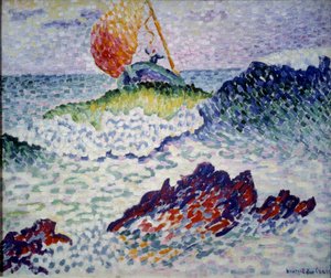 Skeppsvraket. Målning av Henri Delacroix Dit Cross (Henri Edmond Cross) (1856-1910) av Henri Edmond Cross