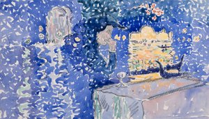 Venedig: Återlösarens natt, 1903 (wc över penna på vitt vävt papper) av Henri-Edmond Cross