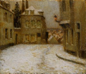 Neige, Montmartre av Henri Eugene Augustin Le Sidaner