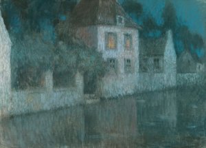 Kanalen till Nemours; Le Canal a Nemours av Henri Eugene Augustin Le Sidaner