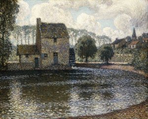 Den grå väderkvarnen; Le Moulin Gris av Henri Eugene Augustin Le Sidaner