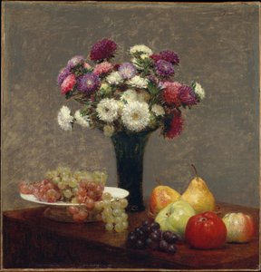 Aster och frukt på ett bord av Henri Fantin-Latour