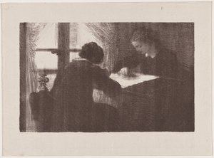 Interiör (Brodererskorna) av Henri Fantin-Latour