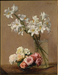 Rosor och liljor av Henri Fantin-Latour