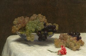 Stilleben med druvor och en nejlika av Henri Fantin-Latour