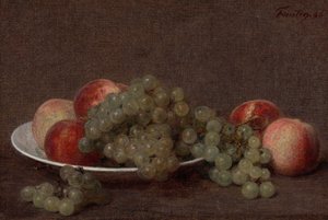 Stilleben med persikor och druvor av Henri Fantin-Latour