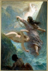 Flickorna vid Rhen. Pastell av Henri Fantin Latour (Fantin-Latour av Ignace Henri Jean Fantin Latour
