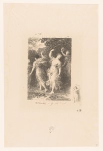 Bacchanter dansar och gör musik Bacchus Dikter av André Chénier (serietitel) Illustrations pour les Poésies d