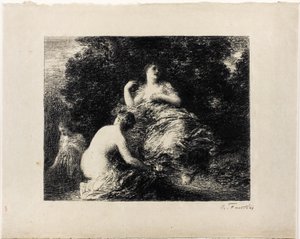 Badande kvinnor, medium tallrik av Ignace Henri Jean Fantin Latour