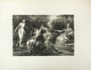 Badande kvinnor, tredje stor tallrik av Ignace Henri Jean Fantin Latour