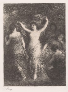 Dansar och tittar på kvinnor danser av Ignace Henri Jean Fantin Latour