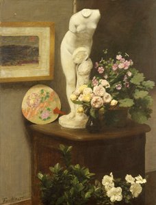 Blommor och diverse föremål av Ignace Henri Jean Fantin-Latour
