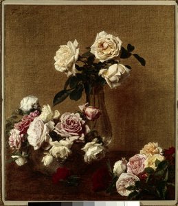 Les roses Målning av Henri Fantin Latour (Fantin-Latour) (1836-1904) Privat samling från 1800-talet. av Ignace Henri Jean Fantin Latour