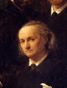 Porträtt av poeten Charles Baudelaire (1821-1867) Detalj av målningen "" Hommage a Delacroix"" av Henri Fantin Latour (Fantin-Latour) av Ignace Henri Jean Fantin Latour