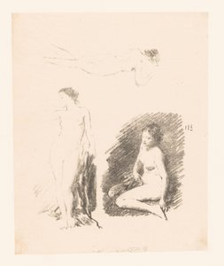 Studieblad med tre nakna kvinnor av Ignace Henri Jean Fantin Latour
