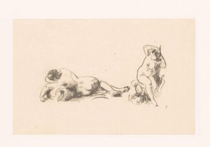 Studieblad med två nakna kvinnor av Ignace Henri Jean Fantin Latour