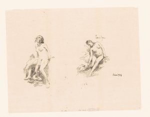 Studieblad med två nakna kvinnor av Ignace Henri Jean Fantin Latour