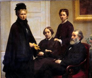 Familjen Dubourg Herr och fru Dubourg och deras döttrar: Victoria, konstnärens hustru, och Charlotte representerade i sorg. Målning av Henri Fantin Latour (Fantin-Latour av Ignace Henri Jean Fantin Latour