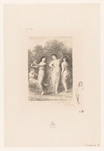 Fyra unga kvinnor dansar och gör musik Le jeune malade Dikter av André Chénier (serietitel) Illustrations pour les Poésies d