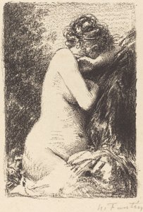 Weeper: Studie av en naken kvinna, sittande med profilen till höger av Ignace Henri Jean Fantin Latour