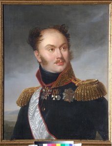 Porträtt av greve Mikhail (Michael) Fyodorovich Orlov (1788-1842). Decembrist (eller Decembrist) är representerad med sina militära och hedersdekorationer. Målning av Henri Francois Riesener (1767-1828), olja på duk, cirka 1818. Fransk konst