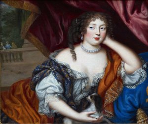 Barock : Porträtt av Louise Renee de Penancoet de Kerouaille, hertiginna av Portsmouth (1649-1734) av Henri Gascar (Gascard, Gascars) (1635-1701). Olja på duk, 70x83. Privat samling
