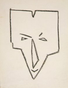 Etniskt maskhuvud (svart krita på papper) av Henri Gaudier-Brzeska