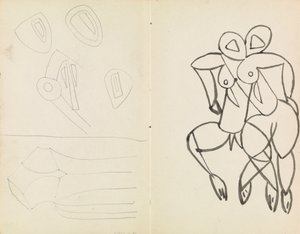 Fem abstrakta skisser och studier för manliga och kvinnliga figurer av Henri Gaudier-Brzeska