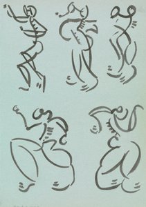 Fem studier av dansande figurer av Henri Gaudier-Brzeska