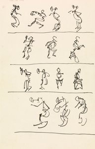Fyra register över fjorton dansande figurer av Henri Gaudier-Brzeska