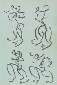 Fyra studier av dansande figurer av Henri Gaudier-Brzeska