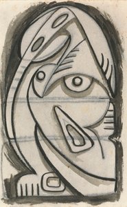 Reliefdesign av en sittande kvinnlig figur av Henri Gaudier-Brzeska