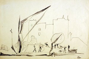 Thames pråm vid London Docks av Henri Gaudier-Brzeska