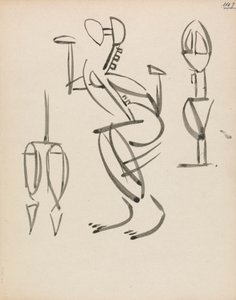 Tre figurstudier av Henri Gaudier-Brzeska