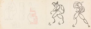 Två dansande figurer och fem studier för en mor- och barngruppering av Henri Gaudier-Brzeska