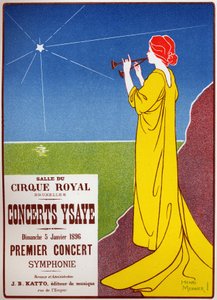 Musik. Ysaye-konserter i Bruxelles. Affisch av H. Meunier, Belgien av Henri Georges Jean Isidore Meunier