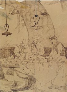 Obduktion på Hotel-Dieu, Paris, sent 1800-tal (penna och bläck på papper) av Henri Gervex
