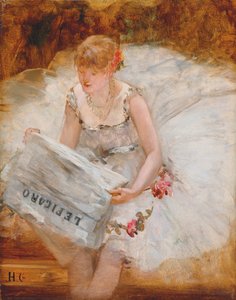 Dansare som läser Le Figaro, ca 1885 av Henri Gervex