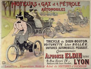 Affisch som annonserar en parisisk bilhandlare