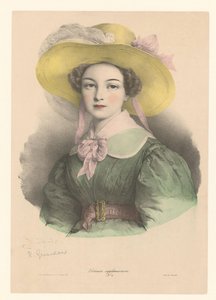 Porträtt av en ung kvinna som bär en hatt med en fjäder och en rosett Porträtt (serietitel) Kompletterande porträtt (serietitel på objekt)