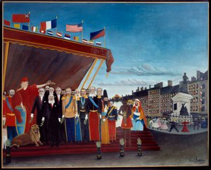 Representant för främmande makter hälsar republiken som ett tecken på fred Målning av Henri Rousseau dit le Douanier Rousseau av Henri J.F. Rousseau