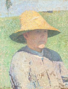 Porträtt av en ung pojke med stråhatt 1890 (olja på duk)