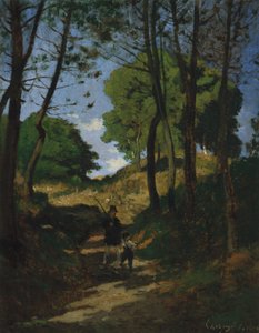 Granar i Les Trembleaux, nära Marlotte Sapins aux Trembleaux i Marlotte, 1854. av Henri Joseph Harpignies
