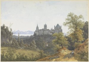 Utsikt över Lausanne, med utsikt över slottet och katedralen av Henri Knip
