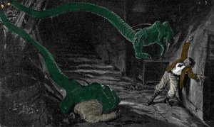 Romanen "The War of the Worlds" av H. G. Wells (Herbert George) (1866-1946). Illustration av H. Lanos. Början av århundradet.