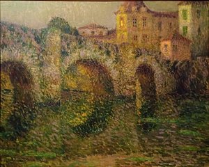 Bron vid Clisson i skymningen av Henri Le Sidaner