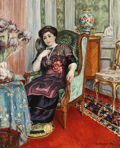 En kvinna som sitter i en stol; Kvinna i en fåtölj, 1911 av Henri Lebasque